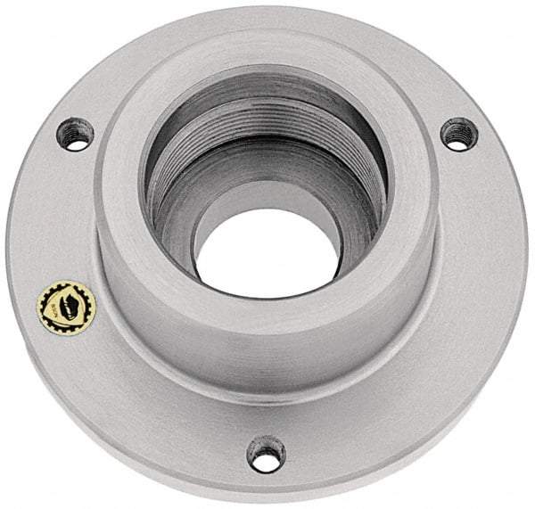 Bison - Adapter Back Plate for 4" Diam Self Centering Lathe Chucks - 1-1/2 - 8 Mount, 1.515" Through Hole Diam, 1.771mm ID, 4" OD, 0.51" Flange Height, Steel - Americas Industrial Supply