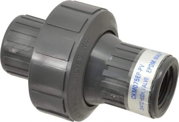 Plast-O-Matic - 3/4" PVC Check Valve - Inline, FNPT x FNPT, 150 WOG - Americas Industrial Supply