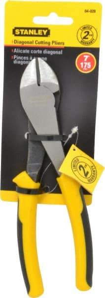 Stanley - 7" OAL, Cutting Pliers - 13/16" Jaw Length x 1-7/64" Jaw Width, Round Head, Thermo Plastic Elastomer (TPE) Handle - Americas Industrial Supply