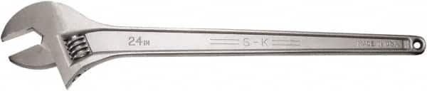 SK - 2-1/2" Jaw Capacity, 24" Standard Adjustable Wrench - Stainless Steel, Chrome Finish, 24" OAL - Americas Industrial Supply