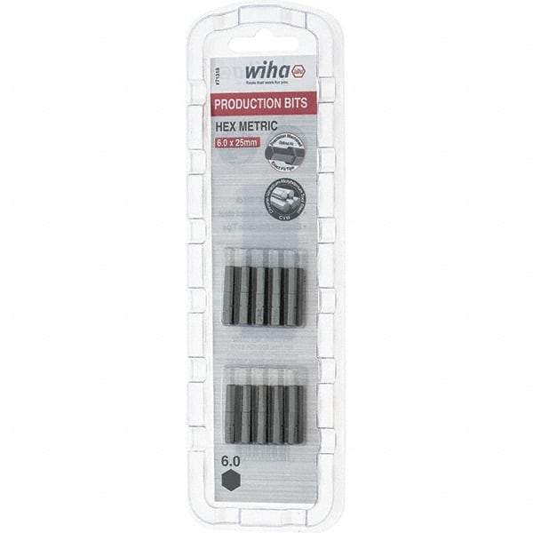 Wiha - 6mm Hex Screwdriver Bit - 1/4" Drive, 1" OAL - Americas Industrial Supply