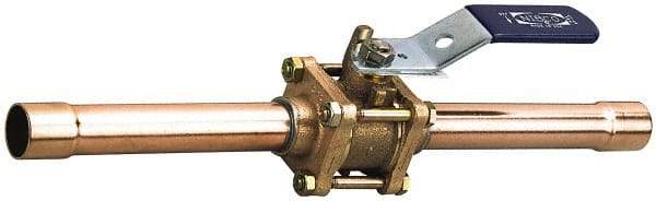 NIBCO - 1-1/2" Pipe, Full Port, Bronze Oxygen Service Ball Valve - 3 Piece, Inline - One Way Flow, Tube O.D. x Tube O.D. Ends, Lever Handle, 600 WOG, 200 WSP - Americas Industrial Supply