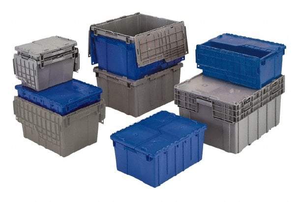 Orbis - 4 Cu Ft, 75 Lb Load Capacity Blue Polyethylene Attached-Lid Container - Stacking, Nesting, 27.9" Long x 20.6" Wide x 15.6" High, Lid Included - Americas Industrial Supply