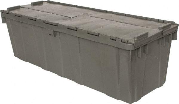 Orbis - 11 Cu Ft, 40 Lb Load Capacity Gray Polyethylene Attached-Lid Container - Stacking, Nesting, 39.3" Long x 14" Wide x 12" High, Lid Included - Americas Industrial Supply