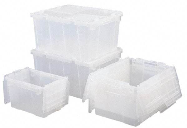 Orbis - 0.7 Cu Ft, 70 Lb Load Capacity Clear Polypropylene Attached-Lid Container - Stacking, Nesting, 19.7" Long x 11.8" Wide x 7.3" High, Lid Included - Americas Industrial Supply