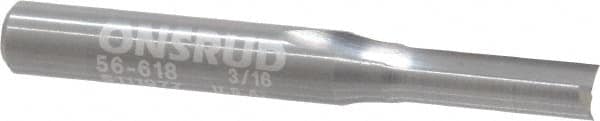Onsrud - 3/16" Diam, 1/4" Shank Diam, 5/8" Length of Cut, 2 Flute Double Edge Straight Router Bit - 2" Overall Length, Right Hand Cut, Solid Carbide - Americas Industrial Supply
