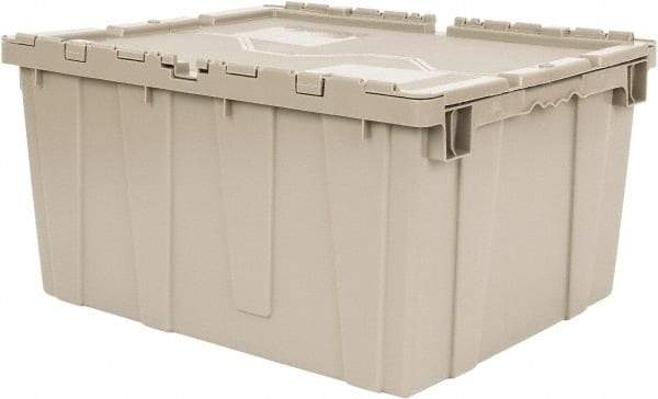 Quantum Storage - 2.44 Cu Ft, 80 Lb Load Capacity Gray Polyethylene Attached-Lid Container - Stacking, Nesting, 23.9" Long x 19.4" Wide x 12-1/2" High, Lid Included - Americas Industrial Supply