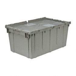 Quantum Storage - 2.5 Cu Ft, 100 Lb Load Capacity Gray Polyethylene Attached-Lid Container - Stacking, Nesting, 27.3" Long x 16.6" Wide x 12-1/2" High, Lid Included - Americas Industrial Supply