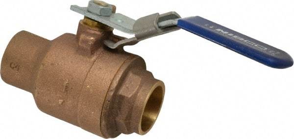 NIBCO - 1" Pipe, Full Port, Bronze Standard Ball Valve - 2 Piece, Inline - One Way Flow, Soldered x Soldered Ends, Locking Lever Handle, 600 WOG, 150 WSP - Americas Industrial Supply