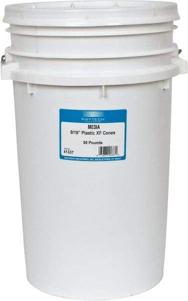 Raytech - Plastic Carrier, Polishing Tumbling Media - Cone Shape, Wet Operation, 9/16" Long x 9/16" High - Americas Industrial Supply