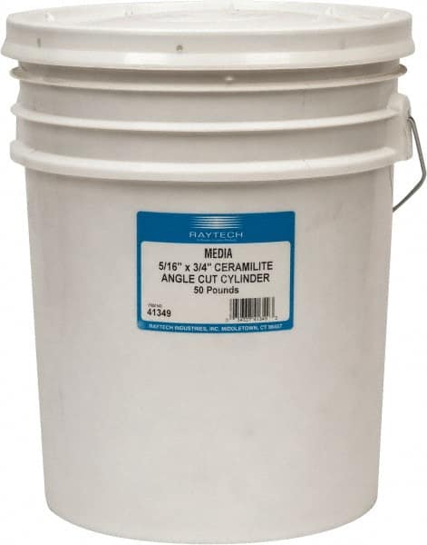 Raytech - Ceramic Plastic Blend Carrier, Polishing Tumbling Media - Cylinder Shape, Wet Operation, 5/16" Long x 3/4" High - Americas Industrial Supply