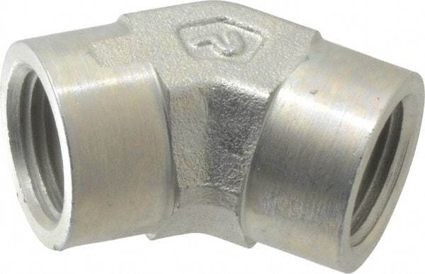 Parker - 3/8 Female Thread, Zinc Plated Steel Industrial Pipe 45° Female Elbow - FNPTF, 4,500 psi - Americas Industrial Supply
