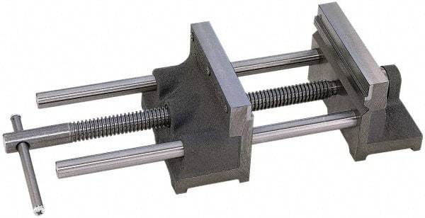 Heinrich - 10" Jaw Opening Capacity x 2-1/2" Throat Depth, Horizontal Drill Press Vise - 8" Wide Jaw, Stationary Base, Standard Speed, 18" OAL x 5" Overall Height - Americas Industrial Supply