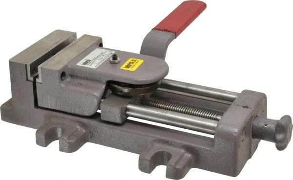 Heinrich - 4" Jaw Opening Capacity x 1-3/8" Throat Depth, Horizontal Drill Press Vise - 4" Wide x 1-3/8" High Jaw, Stationary Base, Standard Speed, 11-3/4" OAL - Americas Industrial Supply