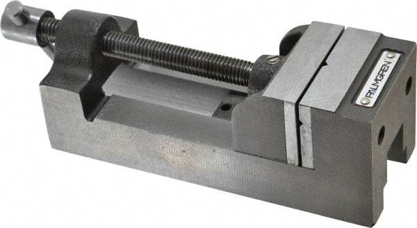 Palmgren - 2-1/2" Jaw Opening Capacity x 1-1/2" Throat Depth, Horizontal Drill Press Vise - 2-7/16" Wide Jaw, Stationary Base, Standard Speed, 7-1/4" OAL x 2-9/16" Overall Height, Cast Iron - Americas Industrial Supply