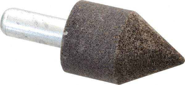 Grier Abrasives - 1-1/4" Diam 80 Grit 60° Included Angle Center Lap - Aluminum Oxide, Medium Grade, Extra Hard Density, Shank Mounted - Americas Industrial Supply