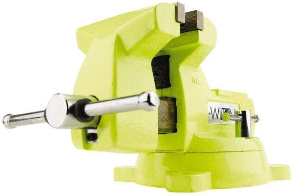 Wilton - 6" Jaw Width x 5-3/4" Jaw Opening Capacity, 4-1/8" Throat Depth, Bench & Pipe Combination Vise - 1/4 to 3-1/2" Pipe Capacity, Swivel Base, Bolt Down Attachment, Ductile Iron - Americas Industrial Supply