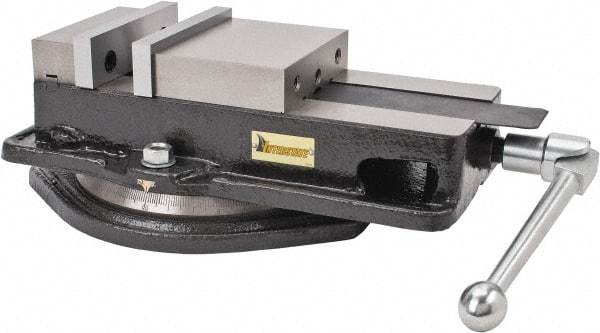 Interstate - 6" Jaw Width, 7-1/2" Jaw Opening Capacity, Horizontal Swivel Machine Vise - Manual Operation, 5,620 Lb Capacity, 1 Station, 17.3" Long x 4.72" High x 1-1/2" Deep, 1-1/2" Jaw Height, Cast Iron - Americas Industrial Supply