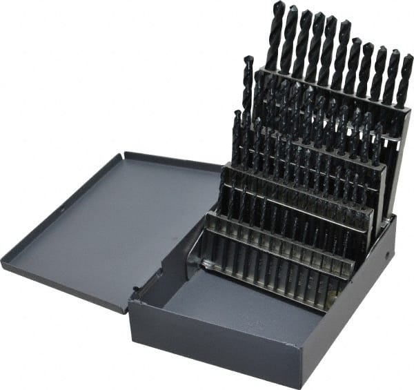 Cleveland - 1 to 5.9mm, 118° Point, Oxide Finish, High Speed Steel Jobber Length Drill Bit Set - Americas Industrial Supply