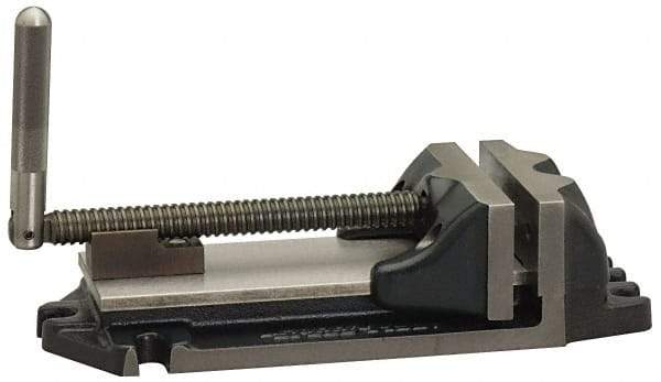 Cardinal Tool - 6" Jaw Opening Capacity x 2" Throat Depth, Horizontal Drill Press Vise - 6" Wide Jaw, Stationary Base, Rapid Action, 15" OAL x 3-11/16" Overall Height, Steel - Americas Industrial Supply