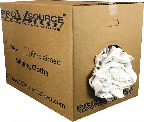 PRO-SOURCE - Virgin Cotton Rags - White, T-Shirt, Lint Free, Box - Americas Industrial Supply