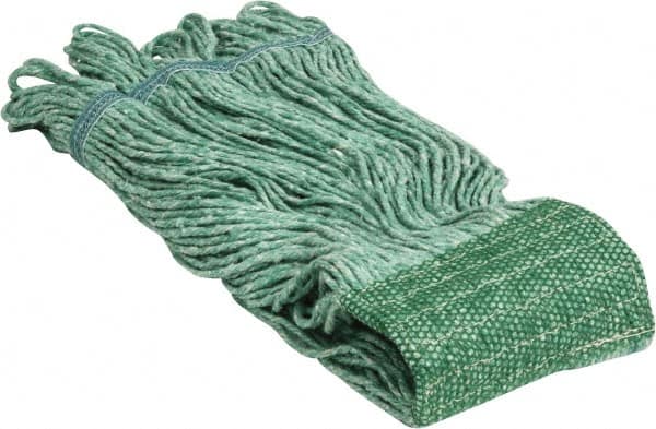 PRO-SOURCE - 5" Green Head Band, Large Blended Fiber Loop End Mop Head - 4 Ply, Side Loading Connection, Use for General Purpose - Americas Industrial Supply