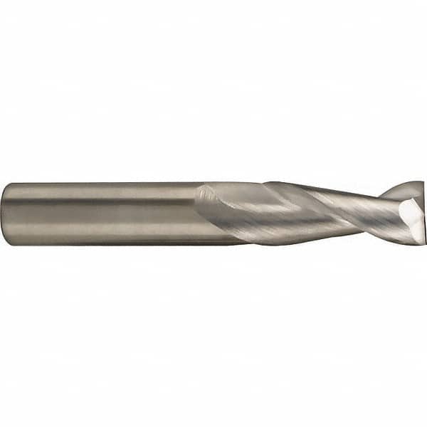 SGS - 10mm, 22mm LOC, 10mm Shank Diam, 72mm OAL, 2 Flute, Solid Carbide Square End Mill - Single End, Uncoated, Spiral Flute, 35° Helix, Centercutting, Right Hand Cut, Right Hand Flute, Series 47M - Americas Industrial Supply