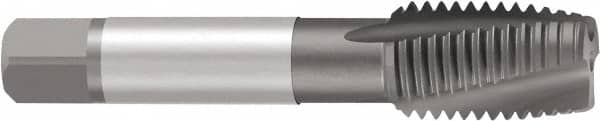 Emuge - 5/8-18 UNF 3 Flute 3BX Plug Spiral Flute Tap - Cobalt, Nitride Finish, 3-13/16" OAL, Left Hand Flute, Right Hand Thread - Americas Industrial Supply