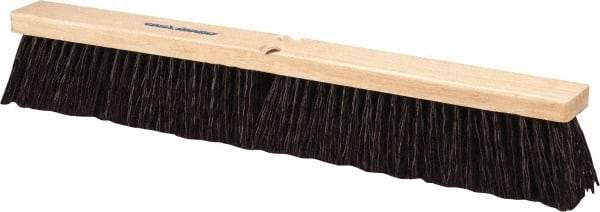 PRO-SOURCE - 24" Heavy Duty Polypropylene Push Broom - 3-1/4" Bristle Length, Wood Block, Threaded Handle Connection, Handle Sold Separately - Americas Industrial Supply