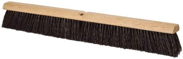 PRO-SOURCE - 30" Heavy Duty Polypropylene Push Broom - 3-1/4" Bristle Length, Wood Block, Threaded Handle Connection, Handle Sold Separately - Americas Industrial Supply