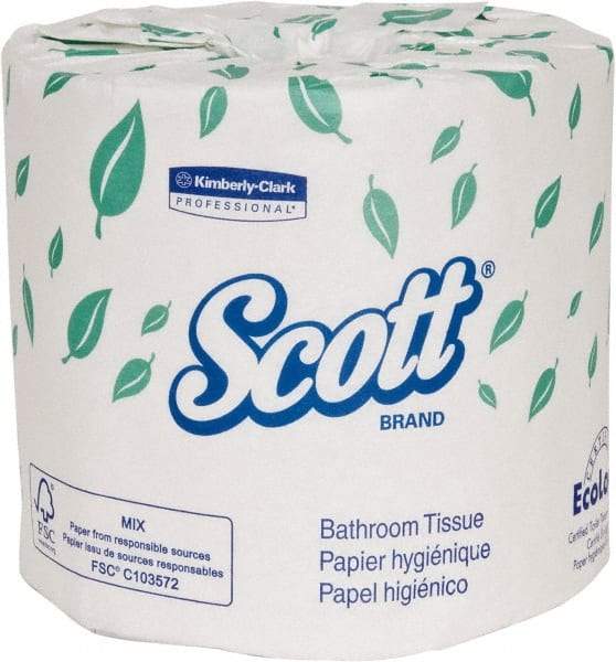 Scott - 4" Sheet Width, Standard Roll Toilet Tissue - 1,210 Sheets per Roll, Single Ply, White, Recycled Fiber - Americas Industrial Supply