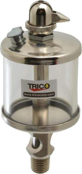 Trico - 1 Outlet, Glass Bowl, 2.5 Ounce Manual-Adjustable Oil Reservoir - 1/4 NPT Outlet, 2-1/8" Diam x 5-7/16" High - Americas Industrial Supply