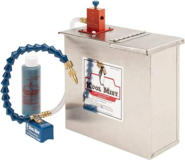 Kool Mist - 1 Outlet, 1 Gal Tank Capacity, Stainless Steel Tank Mist Coolant System - 4' Coolant Line Length, 12" Hose Length, 5/16" Nozzle Diam - Americas Industrial Supply