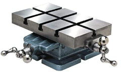 Palmgren - 6" Table Width x 12 Table Length, 4-1/2" Cross Travel x 8" Longitudinal Travel, Slide Machining Table - 4-3/8" Overall Height, One 7/16" Longitudinal T Slot, 7-5/8" Base Length x 6-3/8" Base Width - Americas Industrial Supply