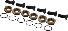 Kurt - 15/16" Aluminum Bronze Hex, 3/8-16 Stud Thread, Symmetrical Hex Clamp - 5/16" Hex Height, 2,200 Lb Holding Force, Alloy Steel Stud, 1" Long Thread, 30 Ft/Lb Torque, 6 Clamps - Americas Industrial Supply