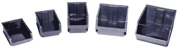 Quantum Storage - 150 Lb. Load Capacity, 19-3/4" Deep, Black Polyethylene Hopper Stacking Bin - 7-7/8" High x 12-3/8" Wide x 19-3/4" Long - Americas Industrial Supply