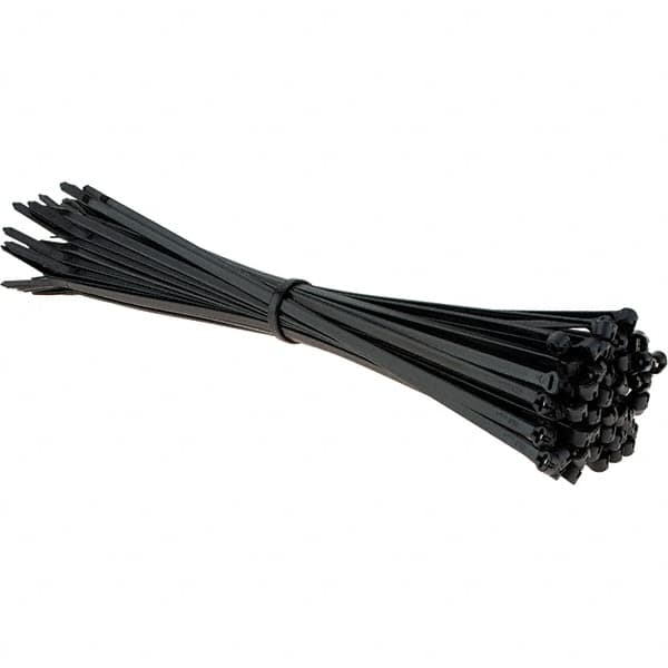 Thomas & Betts - 11.6" Long Black Nylon Standard Cable Tie - 50 Lb Tensile Strength, 1.41mm Thick, 4" Max Bundle Diam - Americas Industrial Supply