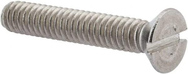 Value Collection - 1/4-20 UNC, 1-1/2" OAL Slotted Drive Machine Screw - Flat Head, Grade 316 Stainless Steel, Uncoated, Without Washer - Americas Industrial Supply