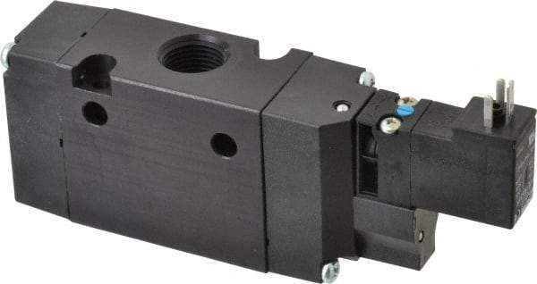 Parker - 3/8", 3-Way Body Ported Stacking Solenoid Valve - 120 VAC, 1.4 CV Rate, Air Return, 2.4" High x 5.29" Long - Americas Industrial Supply