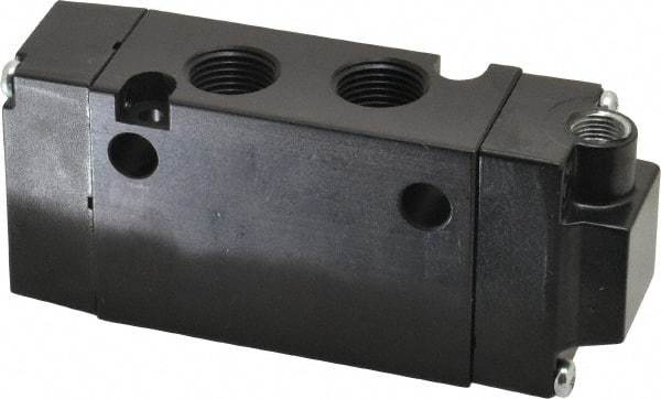 Parker - 3/8", 4-Way Body Ported Stacking Solenoid Valve - 1.4 CV Rate, Air Return, 1.89" High x 4.37" Long - Americas Industrial Supply
