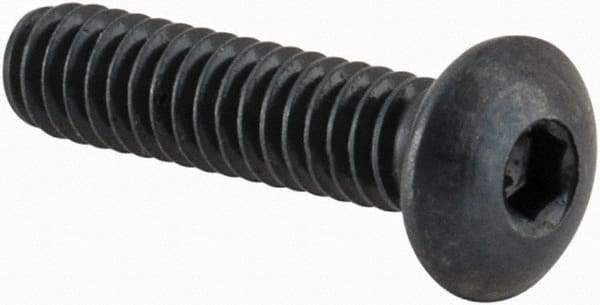 Camcar - #2-56 UNC Hex Socket Drive, Button Screw - Alloy Steel, Black Oxide Finish, Fully Threaded, 3/8" Length Under Head - Americas Industrial Supply