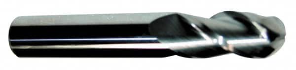 Accupro - 7/16" Diam, 3" LOC, 3 Flute Solid Carbide Ball End Mill - Uncoated, Single End, 6" OAL, 7/16" Shank Diam, Spiral Flute - Americas Industrial Supply