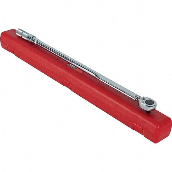 Proto - 3/4" Drive Micrometer Type Ratchet Head Torque Wrench - 142 N/m to 834 N/m Torque, 41-7/16" OAL, 1.7 N/m Graduation, Ratchet Head - Americas Industrial Supply