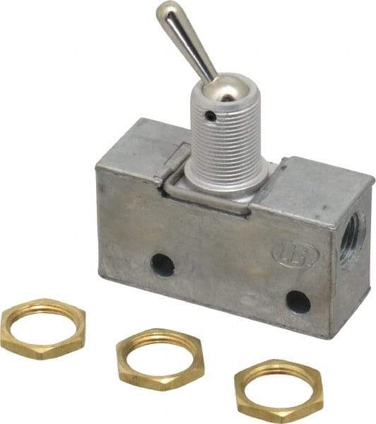ARO/Ingersoll-Rand - 0.195 CV Rate & 7.5 CFM 3 Way Air Valve - Retained Toggle, Manual Return, 150 Max psi - Americas Industrial Supply