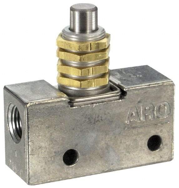 ARO/Ingersoll-Rand - 0.195 CV Rate & 7.5 CFM 3 Way Air Valve - Straight Plunger, Spring Return, 150 Max psi - Americas Industrial Supply