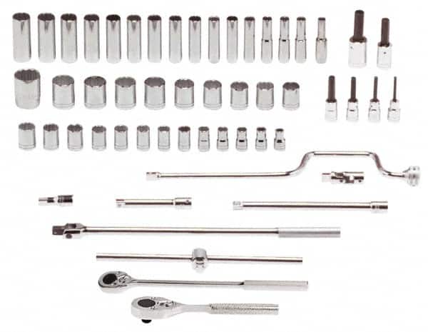 Proto - 54 Piece 1/2" Drive Standard Deep Socket Set - 12 Points, 10 to 32mm, Metric Measurement Standard - Americas Industrial Supply