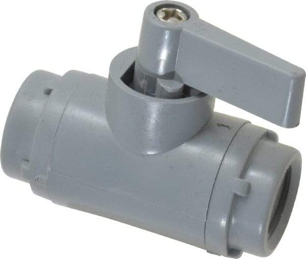 Specialty Mfr - 1/4" Pipe, PVC Standard Ball Valve - Inline - Two Way Flow, FNPT x FNPT Ends, Wedge Handle, 125 WOG - Americas Industrial Supply
