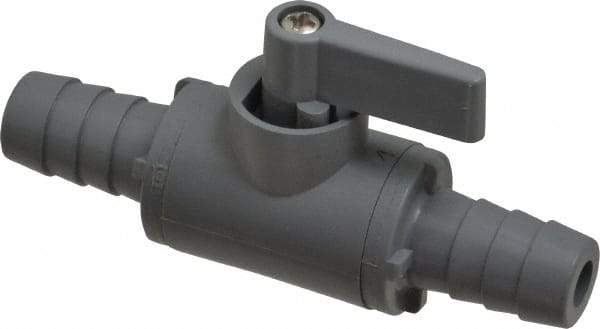 Specialty Mfr - 1/2" Pipe, PVC Standard Ball Valve - Inline - Two Way Flow, Barbed x Barbed Ends, Wedge Handle, 125 WOG - Americas Industrial Supply