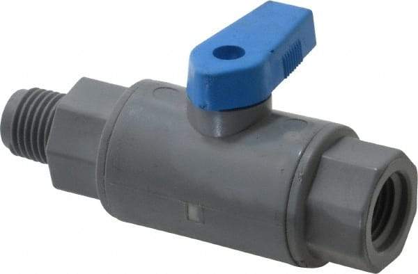 Specialty Mfr - 1/4" Pipe, PVC Standard Ball Valve - Inline - One Way Flow, MNPT x FNPT Ends, Wedge Handle, 125 WOG - Americas Industrial Supply