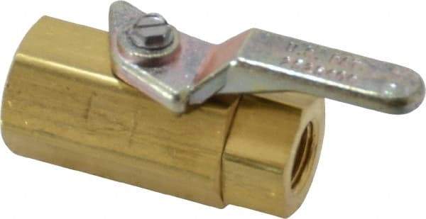 Specialty Mfr - 1/8" Pipe, Brass Standard Ball Valve - Inline - Two Way Flow, FNPT x FNPT Ends, Lever Handle, 500 WOG - Americas Industrial Supply